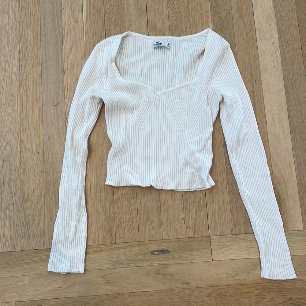 Hollister, white long sleeve, size M, discontinued